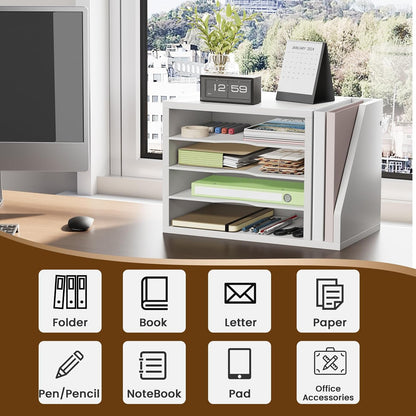 Mail Organizer Wall Mounted, 6-Slot Hanging File Organizer with Key Holder