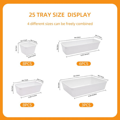 Clear Acrylic Drawer Organizers Set Storage for Makeup, Office Desk Small Vanity Trays for Drawer Bathroom Plastic Make up Organizers 25 Pcs