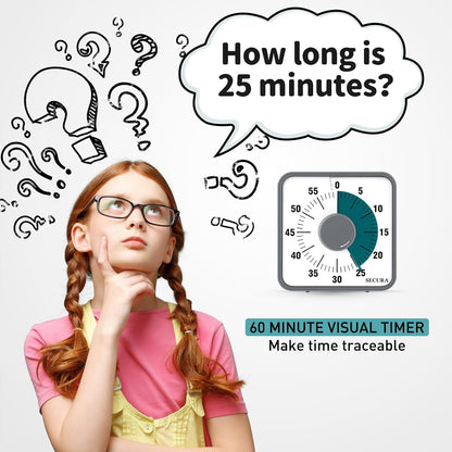 60-Minute Visual Countdown Timer, 7.5-Inch Oversize Classroom Visual Timer for Kids and Adults, Durable Mechanical Kitchen Timer Clock with Magnetic Backing (Blue)