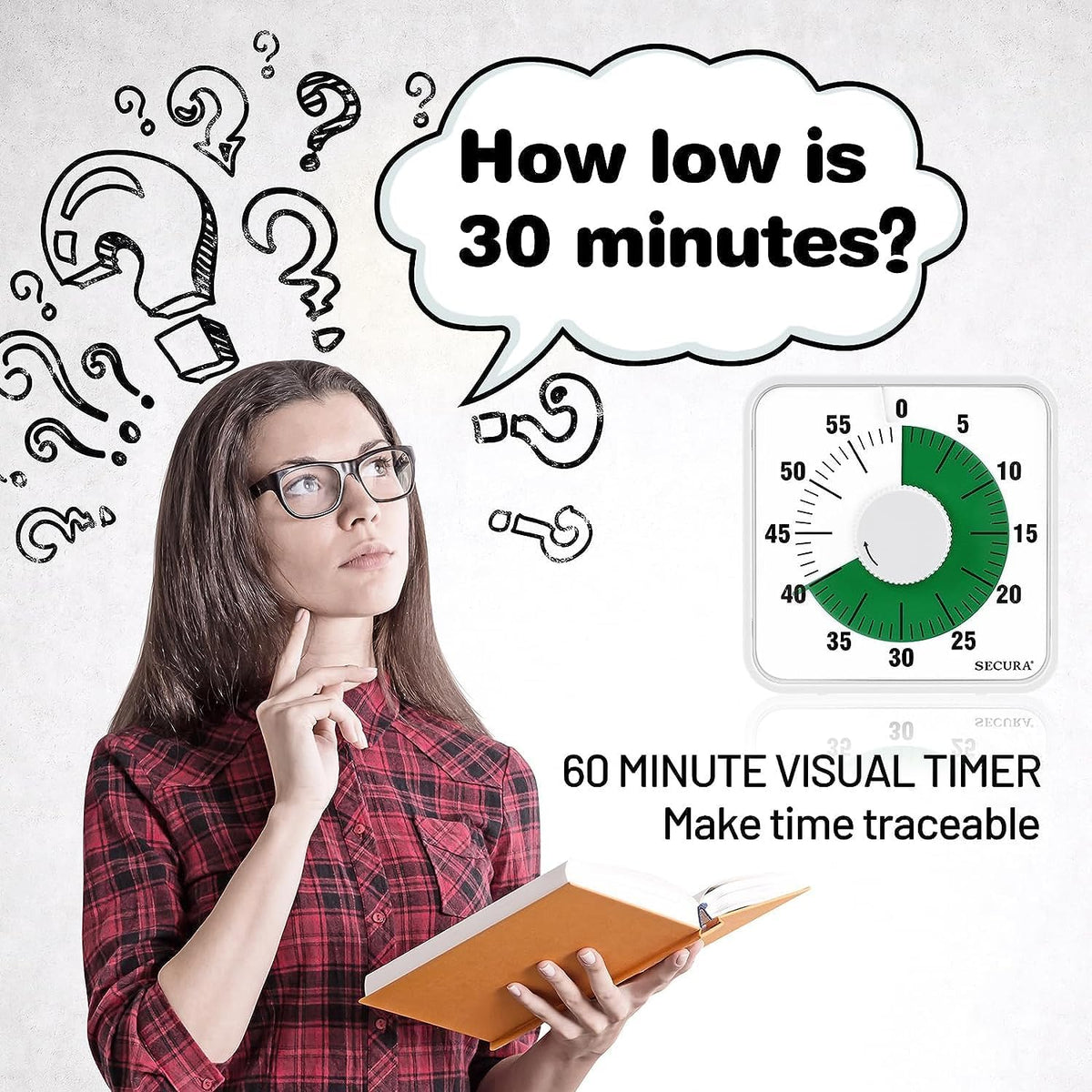 60-Minute Visual Countdown Timer, 7.5-Inch Oversize Classroom Visual Timer for Kids and Adults, Durable Mechanical Kitchen Timer Clock with Magnetic Backing (Blue)