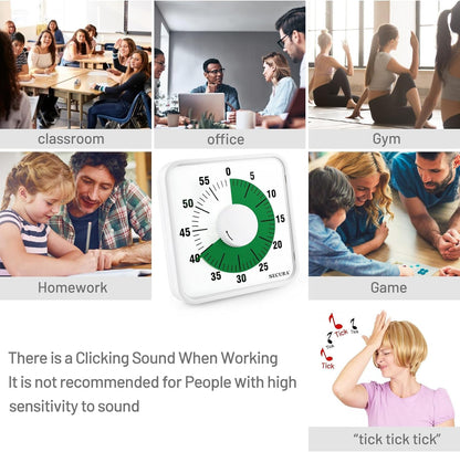 60-Minute Visual Countdown Timer, 7.5-Inch Oversize Classroom Visual Timer for Kids and Adults, Durable Mechanical Kitchen Timer Clock with Magnetic Backing (Blue)