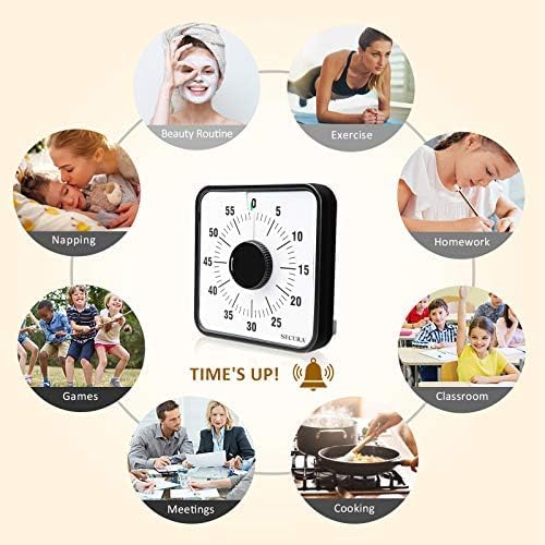 60-Minute Visual Countdown Timer, 7.5-Inch Oversize Classroom Visual Timer for Kids and Adults, Durable Mechanical Kitchen Timer Clock with Magnetic Backing (Blue)