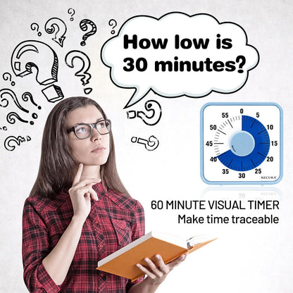 60-Minute Visual Countdown Timer, 7.5-Inch Oversize Classroom Visual Timer for Kids and Adults, Durable Mechanical Kitchen Timer Clock with Magnetic Backing (Blue)