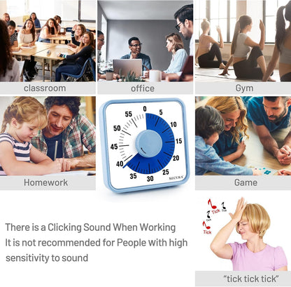 60-Minute Visual Countdown Timer, 7.5-Inch Oversize Classroom Visual Timer for Kids and Adults, Durable Mechanical Kitchen Timer Clock with Magnetic Backing (Blue)