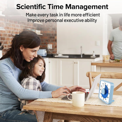 60-Minute Visual Countdown Timer, 7.5-Inch Oversize Classroom Visual Timer for Kids and Adults, Durable Mechanical Kitchen Timer Clock with Magnetic Backing (Blue)