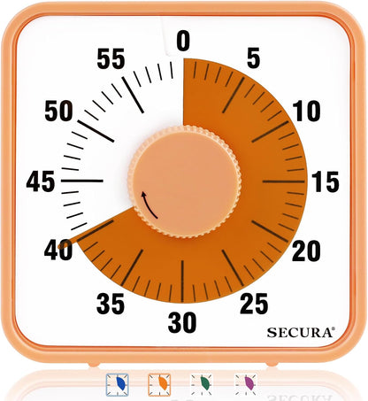 60-Minute Visual Countdown Timer, 7.5-Inch Oversize Classroom Visual Timer for Kids and Adults, Durable Mechanical Kitchen Timer Clock with Magnetic Backing (Blue)