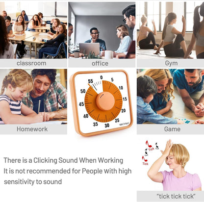 60-Minute Visual Countdown Timer, 7.5-Inch Oversize Classroom Visual Timer for Kids and Adults, Durable Mechanical Kitchen Timer Clock with Magnetic Backing (Blue)