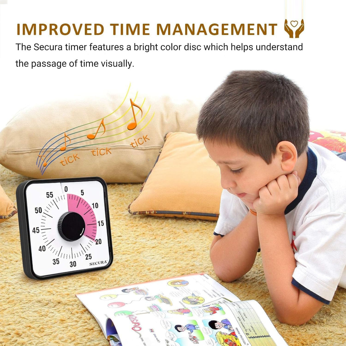 60-Minute Visual Countdown Timer, 7.5-Inch Oversize Classroom Visual Timer for Kids and Adults, Durable Mechanical Kitchen Timer Clock with Magnetic Backing (Blue)