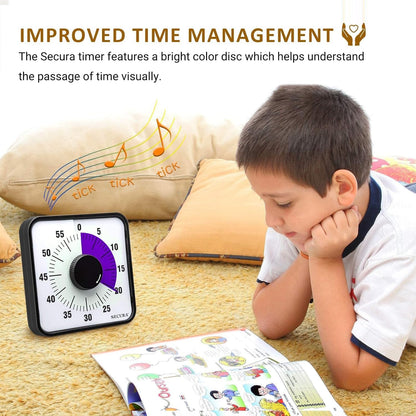 60-Minute Visual Countdown Timer, 7.5-Inch Oversize Classroom Visual Timer for Kids and Adults, Durable Mechanical Kitchen Timer Clock with Magnetic Backing (Blue)