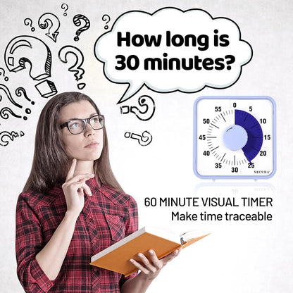 60-Minute Visual Countdown Timer, 7.5-Inch Oversize Classroom Visual Timer for Kids and Adults, Durable Mechanical Kitchen Timer Clock with Magnetic Backing (Blue)