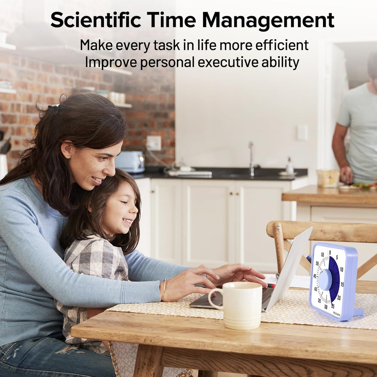 60-Minute Visual Countdown Timer, 7.5-Inch Oversize Classroom Visual Timer for Kids and Adults, Durable Mechanical Kitchen Timer Clock with Magnetic Backing (Blue)