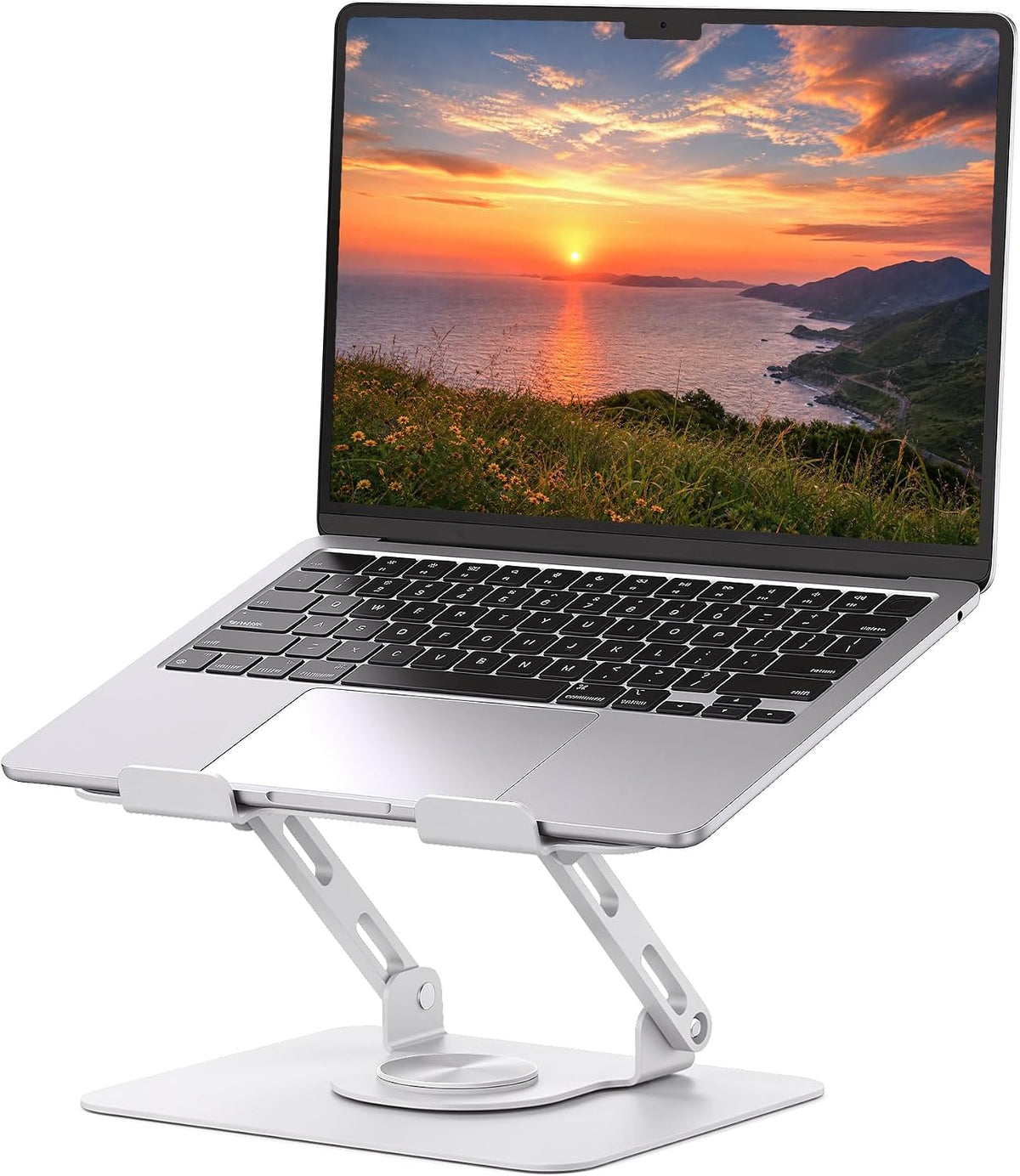 360 Rotating Laptop Stand, Adjustable Riser,10-17",White
