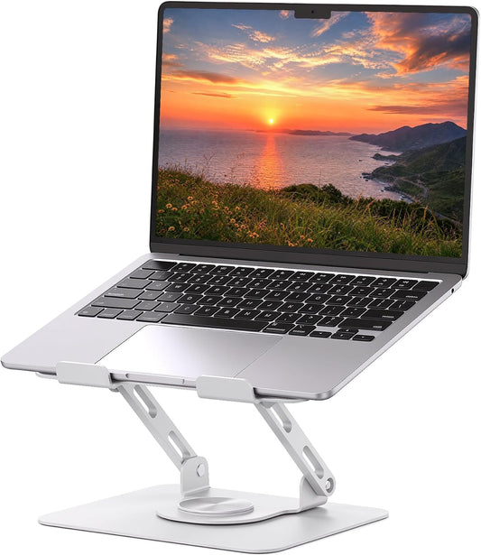 360 Rotating Laptop Stand, Adjustable Riser,10-17",White