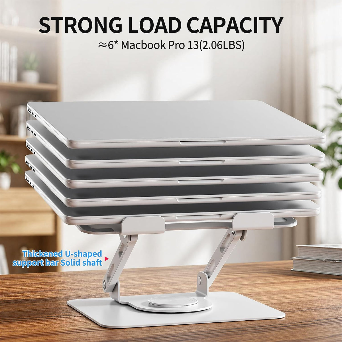 360 Rotating Laptop Stand, Adjustable Riser,10-17",White