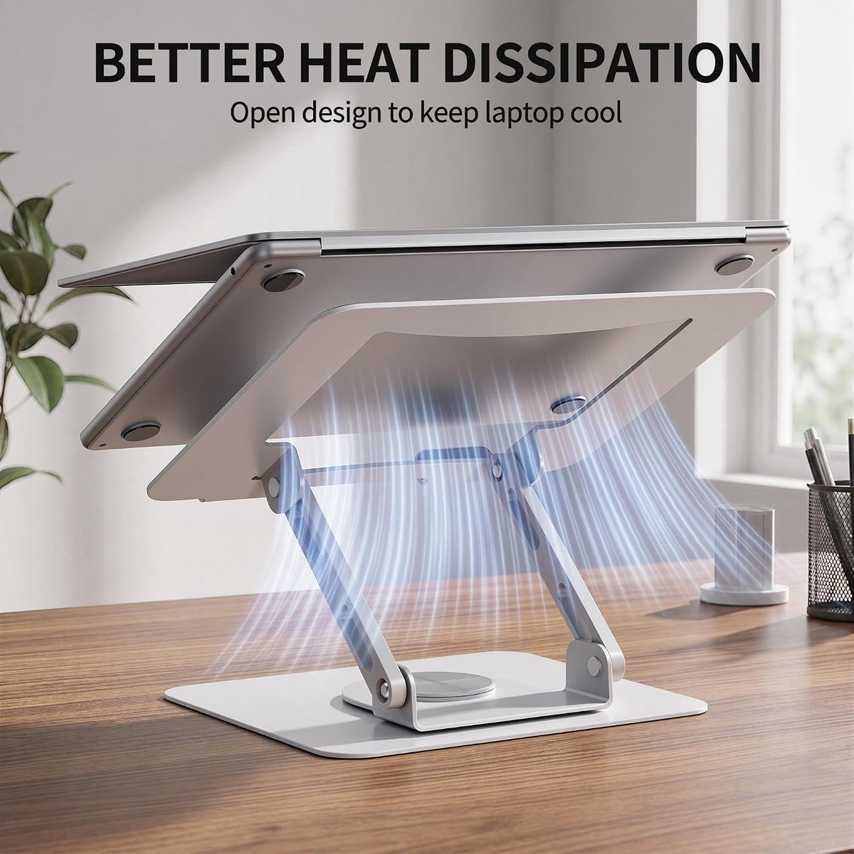 360 Rotating Laptop Stand, Adjustable Riser,10-17",White