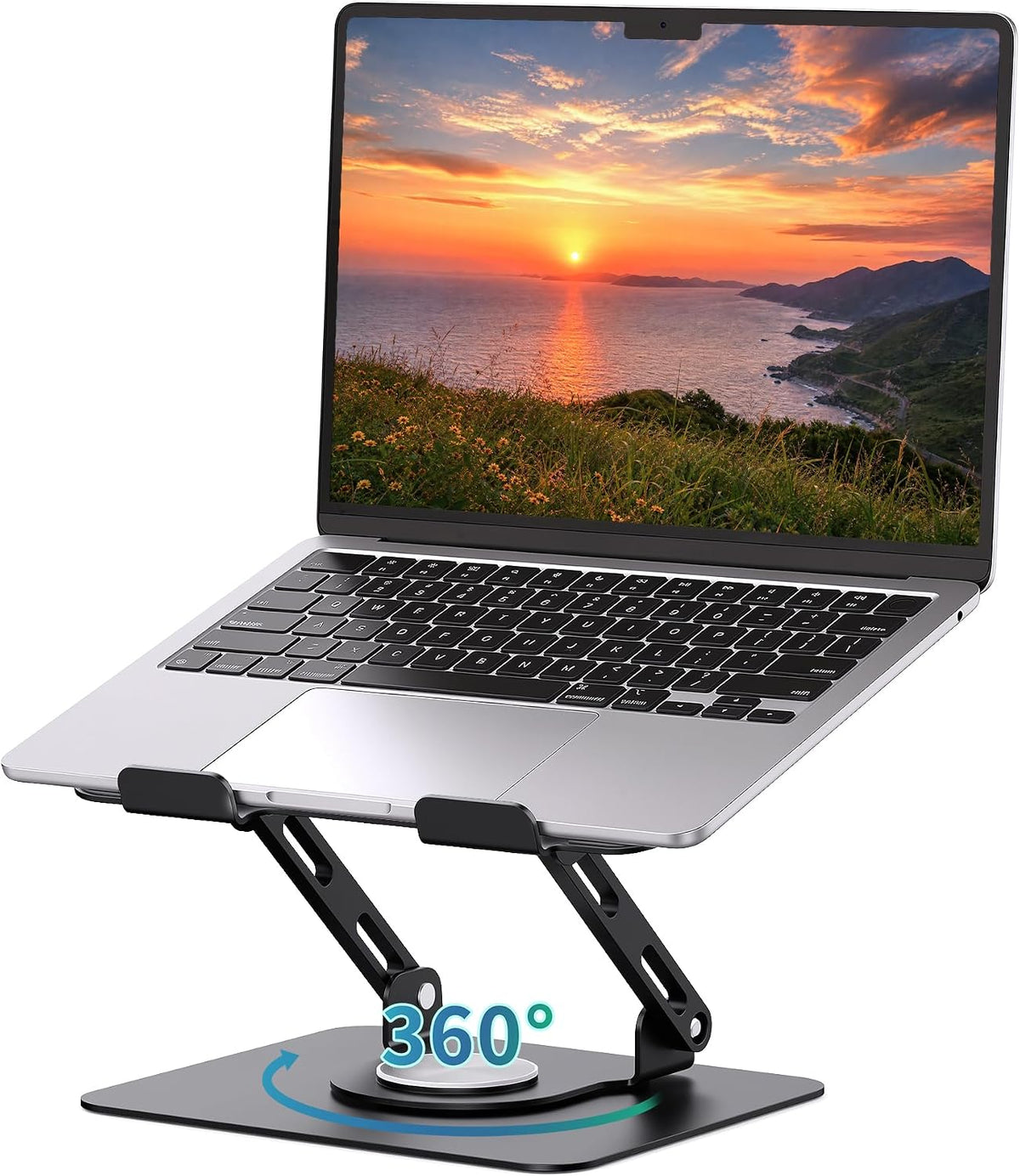 360 Rotating Laptop Stand, Adjustable Riser,10-17",White