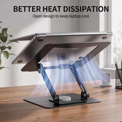 360 Rotating Laptop Stand, Adjustable Riser,10-17",White