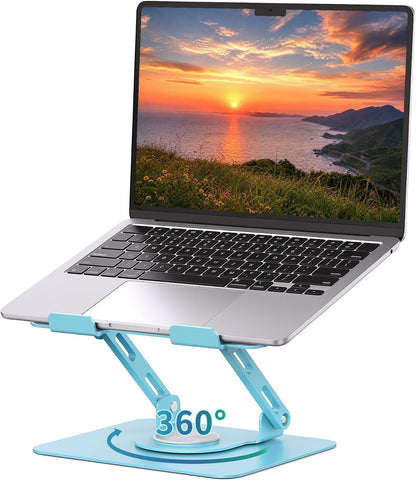 360 Rotating Laptop Stand, Adjustable Riser,10-17",White