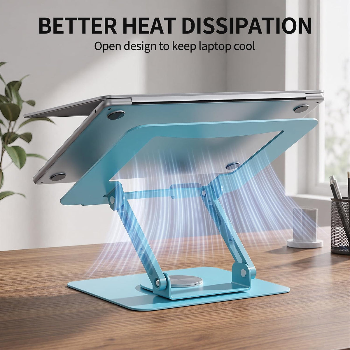 360 Rotating Laptop Stand, Adjustable Riser,10-17",White