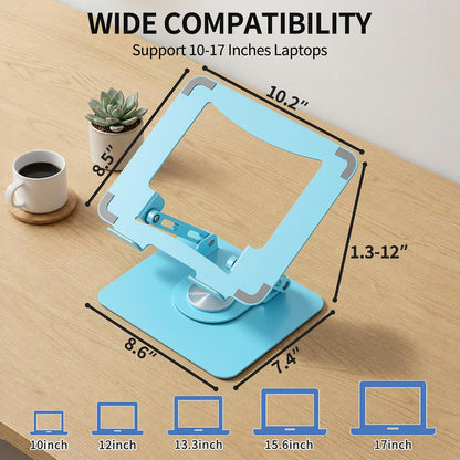 360 Rotating Laptop Stand, Adjustable Riser,10-17",White
