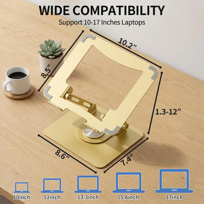 360 Rotating Laptop Stand, Adjustable Riser,10-17",White
