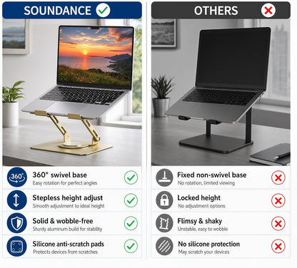 360 Rotating Laptop Stand, Adjustable Riser,10-17",White