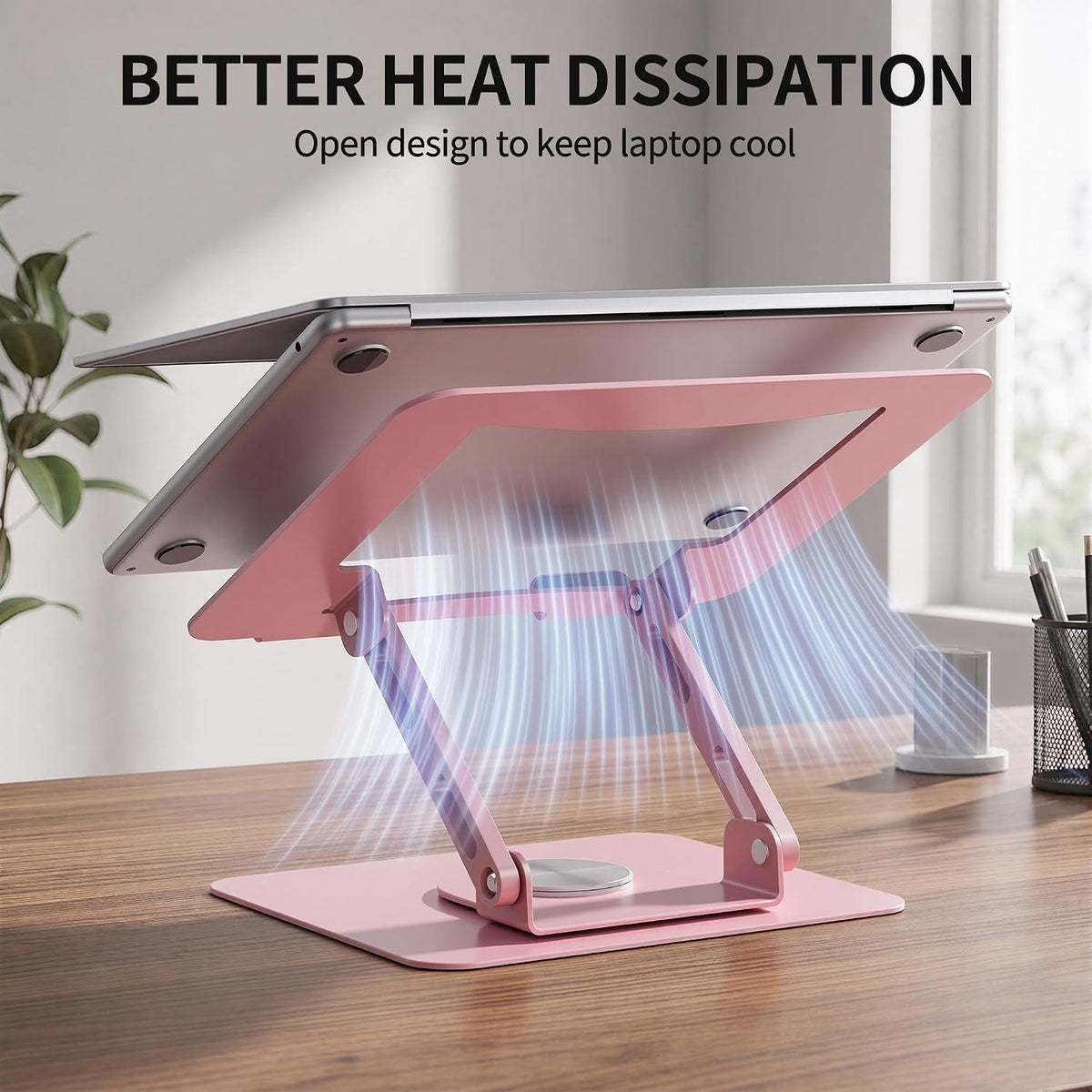 360 Rotating Laptop Stand, Adjustable Riser,10-17",White