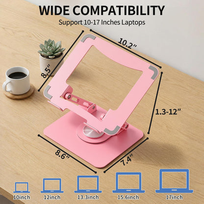 360 Rotating Laptop Stand, Adjustable Riser,10-17",White