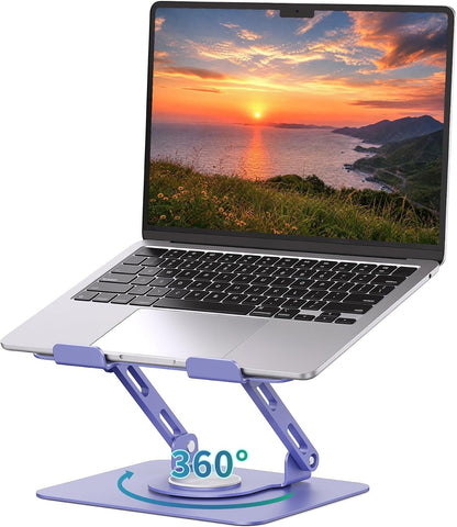 360 Rotating Laptop Stand, Adjustable Riser,10-17",White