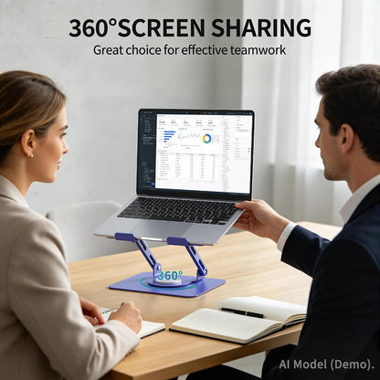 360 Rotating Laptop Stand, Adjustable Riser,10-17",White