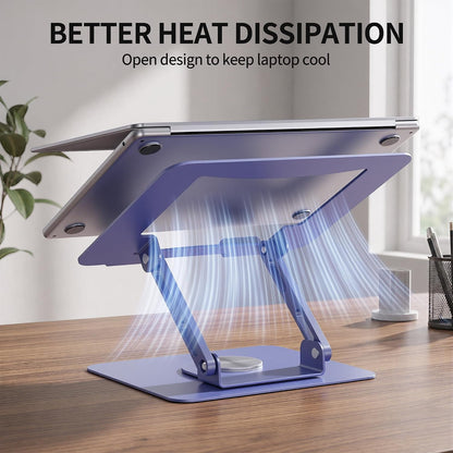 360 Rotating Laptop Stand, Adjustable Riser,10-17",White