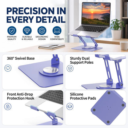 360 Rotating Laptop Stand, Adjustable Riser,10-17",White