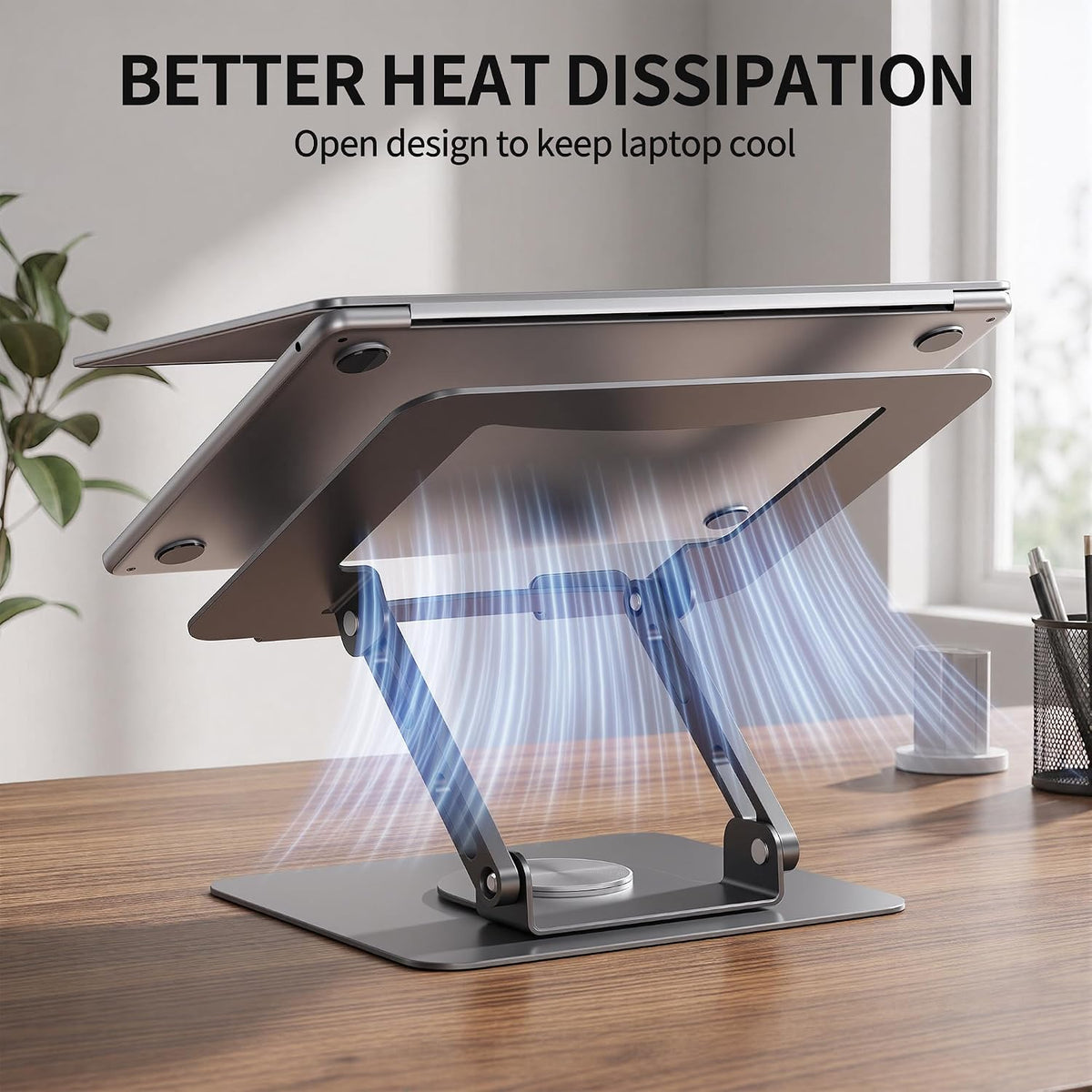 360 Rotating Laptop Stand, Adjustable Riser,10-17",White