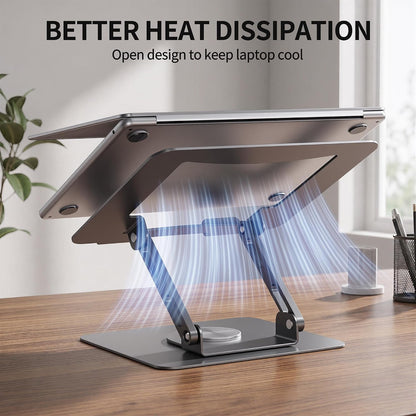360 Rotating Laptop Stand, Adjustable Riser,10-17",White