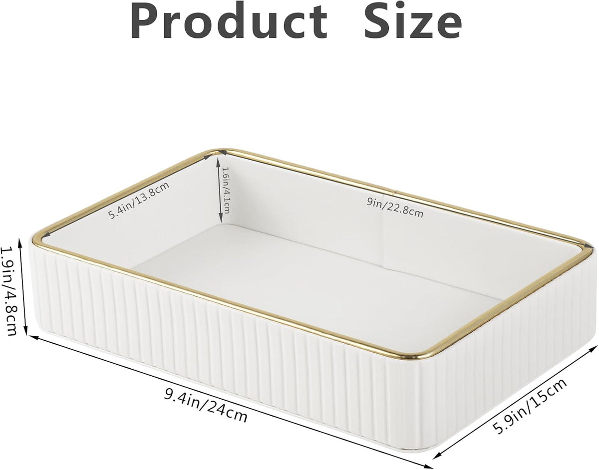 PU Leather Valet Tray,Desk Organizer Tray Nightstand Organizer Trinket Dish Storage Key Bowl Decorative Trays for Phone Wallet Jewelry Watch,Bathroom Bedroom Perfume Vanity Trays,Beige