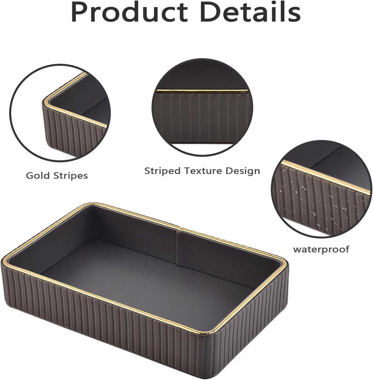 PU Leather Valet Tray,Desk Organizer Tray Nightstand Organizer Trinket Dish Storage Key Bowl Decorative Trays for Phone Wallet Jewelry Watch,Bathroom Bedroom Perfume Vanity Trays,Beige