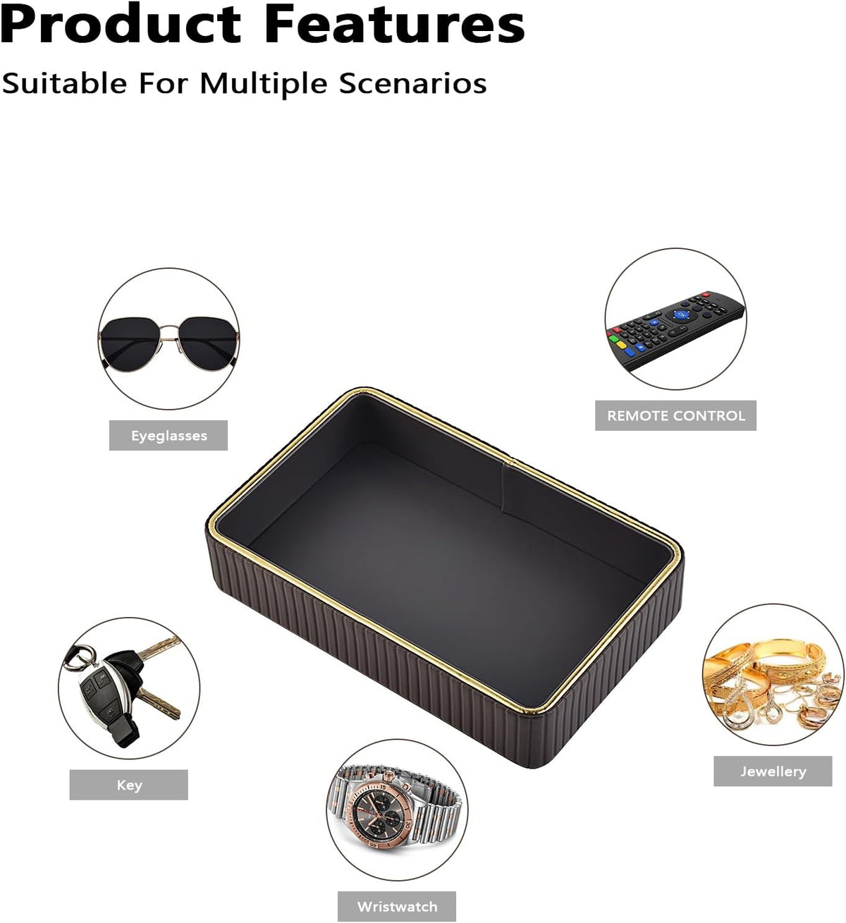 PU Leather Valet Tray,Desk Organizer Tray Nightstand Organizer Trinket Dish Storage Key Bowl Decorative Trays for Phone Wallet Jewelry Watch,Bathroom Bedroom Perfume Vanity Trays,Beige