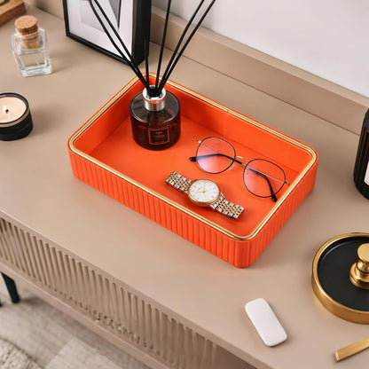 PU Leather Valet Tray,Desk Organizer Tray Nightstand Organizer Trinket Dish Storage Key Bowl Decorative Trays for Phone Wallet Jewelry Watch,Bathroom Bedroom Perfume Vanity Trays,Beige