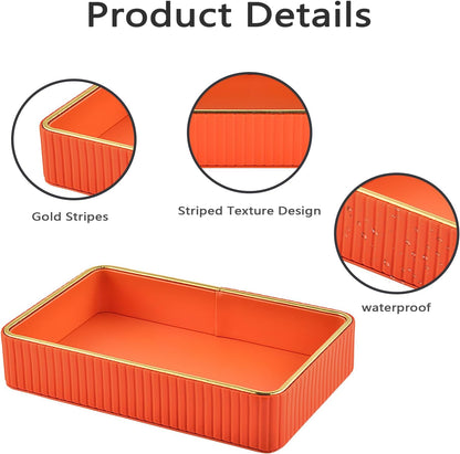 PU Leather Valet Tray,Desk Organizer Tray Nightstand Organizer Trinket Dish Storage Key Bowl Decorative Trays for Phone Wallet Jewelry Watch,Bathroom Bedroom Perfume Vanity Trays,Beige