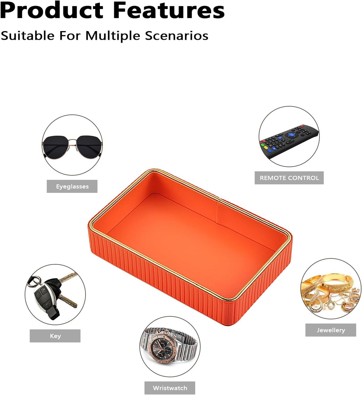 PU Leather Valet Tray,Desk Organizer Tray Nightstand Organizer Trinket Dish Storage Key Bowl Decorative Trays for Phone Wallet Jewelry Watch,Bathroom Bedroom Perfume Vanity Trays,Beige