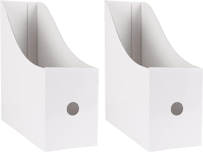 White Cardboard Magazine Holder for Desk or Shelves