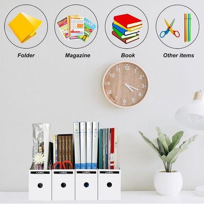 White Cardboard Magazine Holder for Desk or Shelves