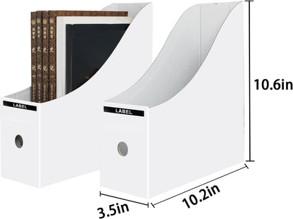 White Cardboard Magazine Holder for Desk or Shelves