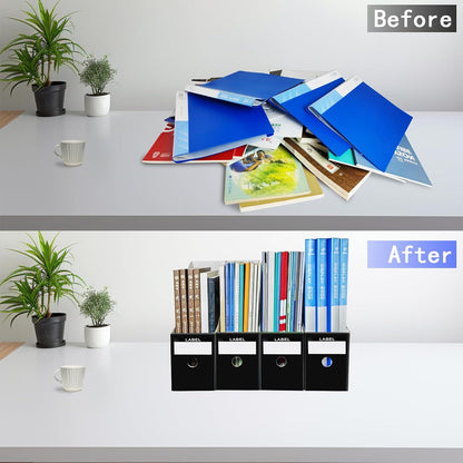 White Cardboard Magazine Holder for Desk or Shelves