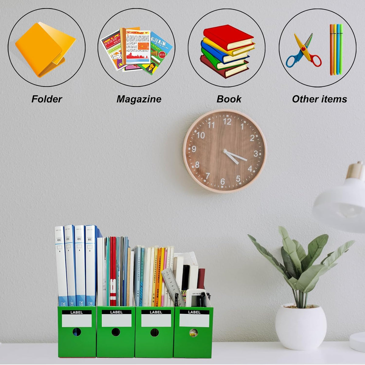 White Cardboard Magazine Holder for Desk or Shelves
