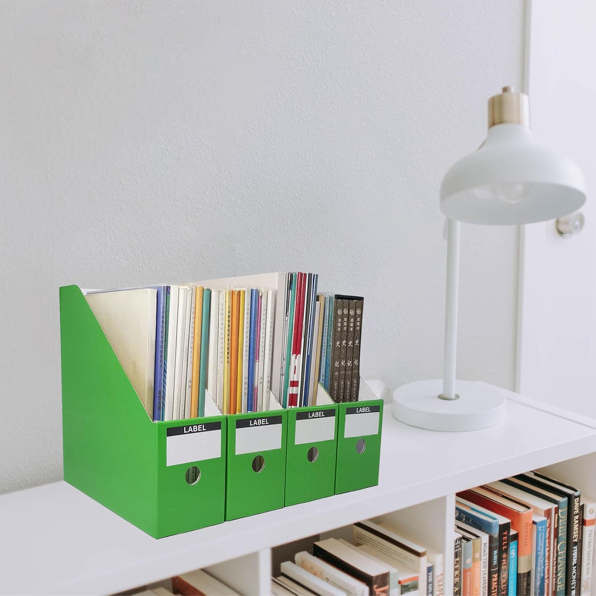 White Cardboard Magazine Holder for Desk or Shelves