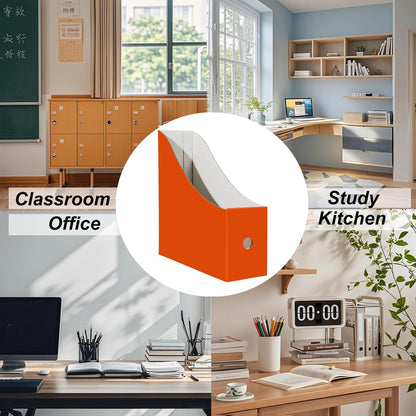 White Cardboard Magazine Holder for Desk or Shelves