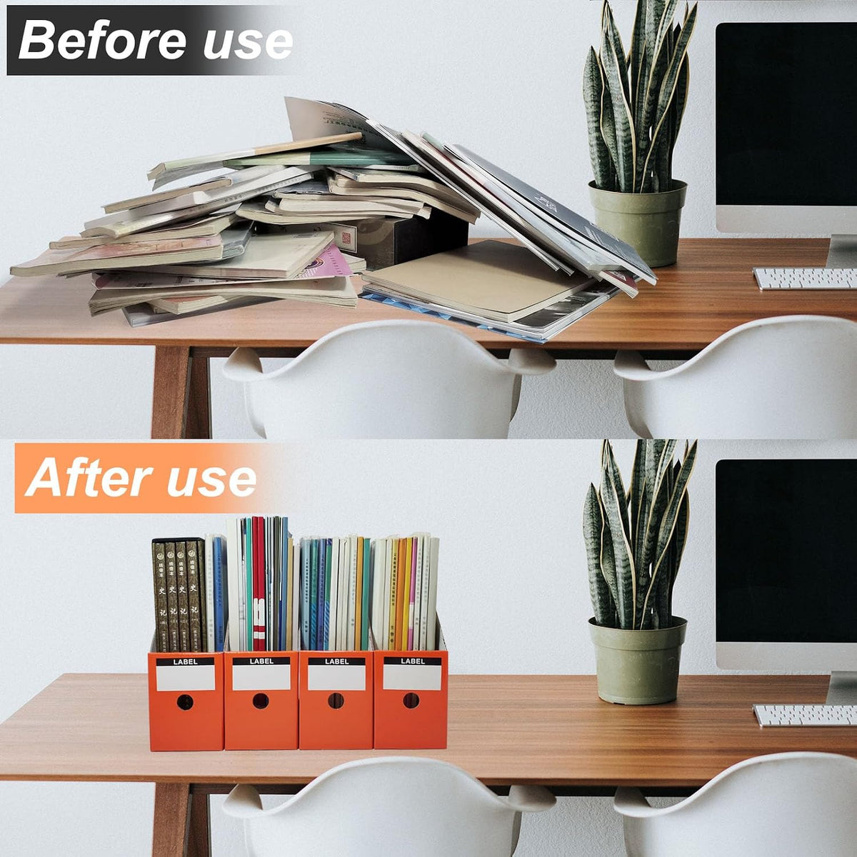 White Cardboard Magazine Holder for Desk or Shelves