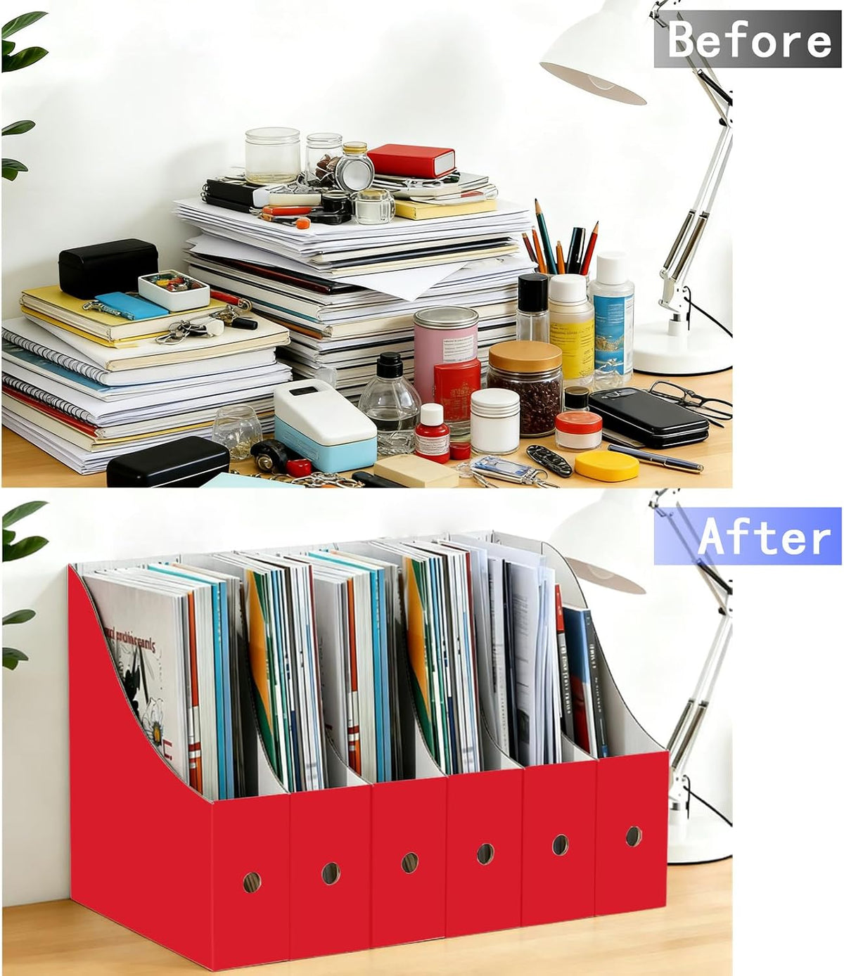 White Cardboard Magazine Holder for Desk or Shelves