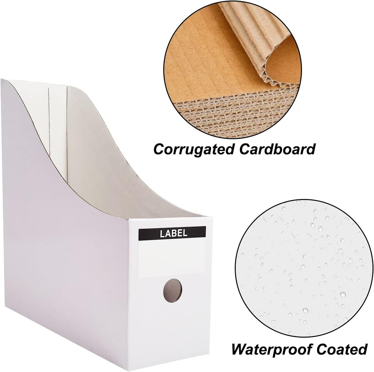 White Cardboard Magazine Holder for Desk or Shelves